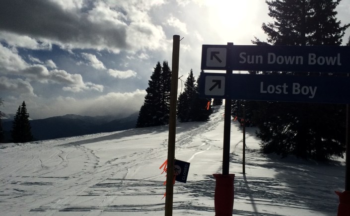 Sunset behind the Sun Down Bowl sign